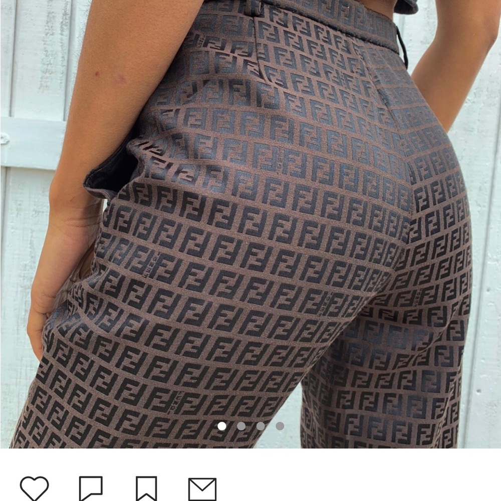 Fendi Brown Trousers with Intricate Geometric Pattern